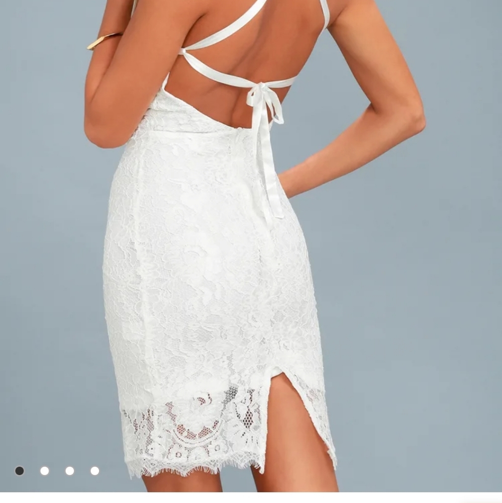 White Lace Bodycon Midi Dress